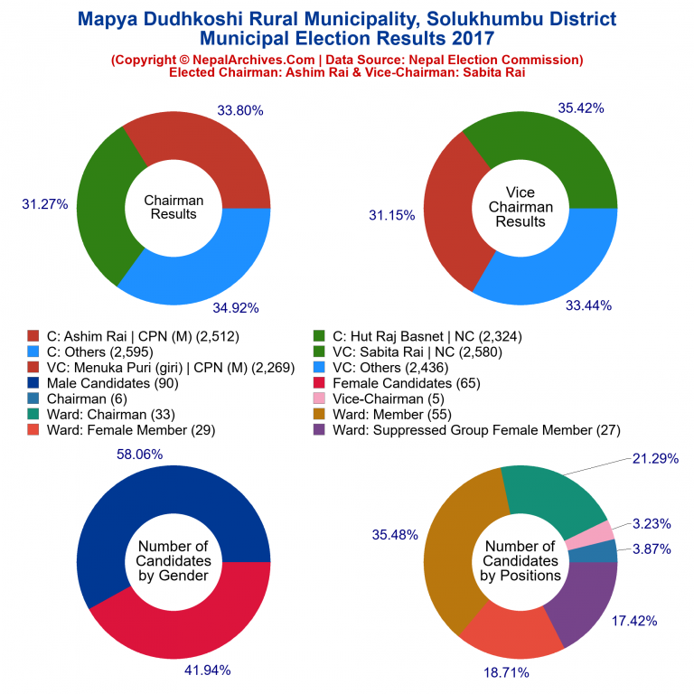 2017 local body election results piechart of Mapya Dudhkoshi Rural Municipality