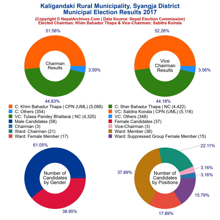 2017 local body election results piechart of Kaligandaki Rural Municipality
