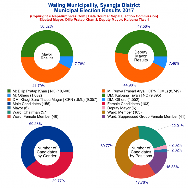 2017 local body election results piechart of Waling Municipality